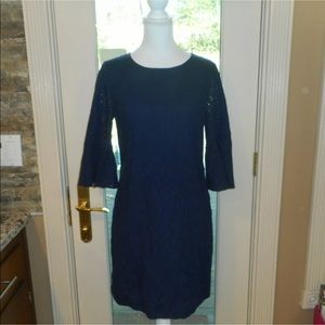 J crew Sz Xs navy blue butterfly sleeves dress